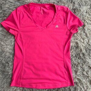 Adidas Women's Bright Pink V-Neck Tee